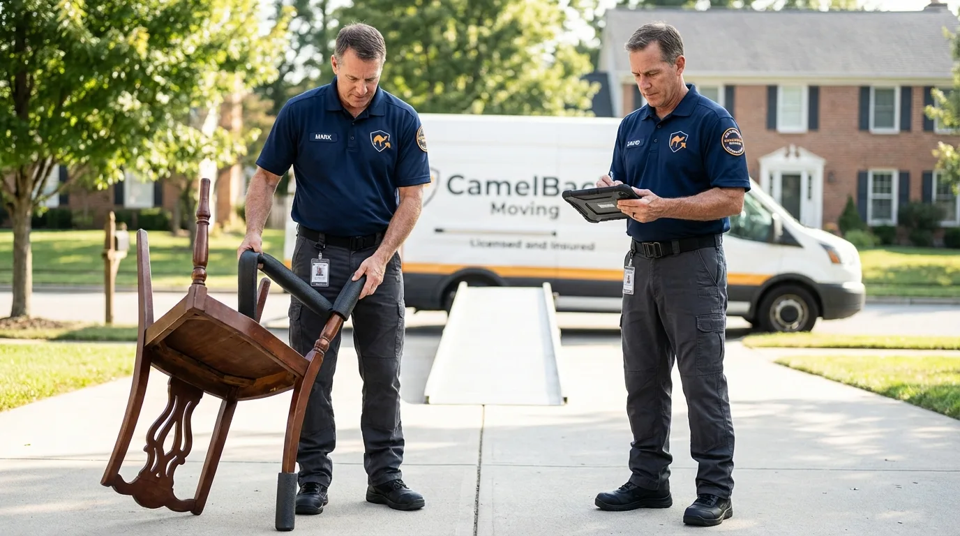 Movers inspecting furniture for damage prevention before loading in Paducah, KY